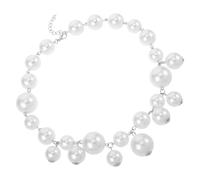 YARNOW Collier Ras du Cou Ajustable en Fausses Perles Rondes Blanc Ivoire, Style Rétro Français Vintage, Bijou Fantaisie Victorien pour Mariées, Demoiselles D'honneur et Soirées