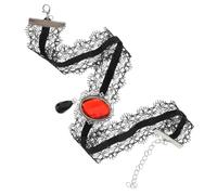 YARNOW Collier Ras Du Cou Gothique Dentelle Noire à La Mode, Chaîne De Cou Décorative Réglable, Bijoux Punk Pour Femme, Accessoire Halloween Et Scène Festive, Style Vampire Rouge Éclat