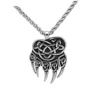 YARNOW Collier Viking Homme Acier Inoxydable Style Scandinave Pendentif Griffe Ours Double Face Hip Hop Cadeau Homme