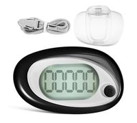 YARNOW Compteur de Pas Podomètre Portable à Pince 3D en Plastique Noir avec Lanyard, Comptage Précis, Interface Simple, pour Marche et Randonnée, Seniors et Adultes