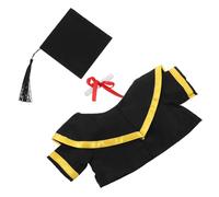 YARNOW Costume de Remise des Diplômes pour Ours Peluche Tenue Douce et Résistante avec Chapeau Noir à Pompon et Écharpe Jaune pour Décoration et Souvenirs de Cérémonie
