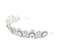 YARNOW Couronne Vintage en Alliage Argenté Léger, Couronne de Mariage pour Mariée Décoration de Coiffure Brillante, pour Mariage et Fiançailles