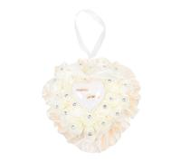 YARNOW Coussin d'Alliances de Cœur et Rose Boîte Transparente de Strass et Fleurs Artificielles, Décor Romantique pour Mariage, Porte-Alliances Élégant pour Cérémonie