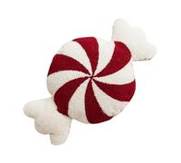 YARNOW Coussin Décoratif de Noël en Peluche Forme Bonbon Oreiller Rond Doux pour Canapé et Chambre Accessoire Photo Vacances Hiver Décoration Festive Unique 1 Pièce