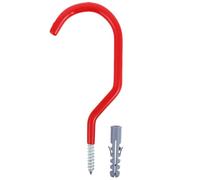 YARNOW Crochet Mural pour Vélo Robuste en Acier au Carbone Revêtu Crochet de Rangement Rouge Plastifié Vis et Cheville Support Suspendu pour Garage Abri de Jardin et Organisation