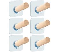 YARNOW Crochets Auto-adhésifs en Bois Naturel 6pcs pour Manteaux et Éponges, Design Extra Long et Finition Soignée, Adaptés aux Carreaux et Surfaces Métalliques