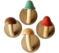 YARNOW Crochets Muraux en Bois et Organiser 4pcs Forme Champignon sans Perçage pour Suspendre Vêtements Décor Minimaliste pour Maison