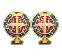 YARNOW Croix Saint Benoît en Alliage, Lot de 2 Décors Uniques pour Épiphanie, Figurines Religieuses pour Église et Intérieur