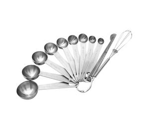 YARNOW Cuillère Doseuse Bâtonnet de Mesure Rond en Acier Inoxydable Argentée, Ensemble de 11 Pièces Légères et Pratiques Cuisine et Pâtisserie