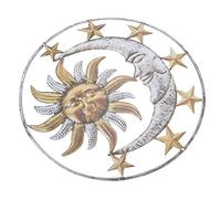 YARNOW Décoration Murale Accessoire Suspendu Élégant en Fer Jaune Soleil et Lune Design Magnifique sans Déformation ni Décoloration pour Jardins et Intérieur