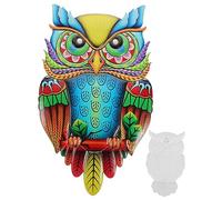 YARNOW Décoration Murale Hibou en Métal Coloré, à Suspendre Jardin et Salon, Sculpture Artisanale Fer Bleu, Ornement Mural Décoratif Créatif, Décoration Extérieure Originale
