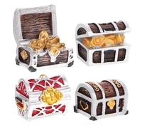 YARNOW Décorations pour Aquarium Mini-boîtes à Trésor en Résine Réalistes, Lot de 4 Pièces, Décor Compact de Style Méditerranée, Ornement sous-Marin pour Aquarium et Refuge Poissons