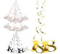 YARNOW Décorations Spirales Suspendues pour Fête d'anniversaire 18, Kit 12 Pièces en PVC Réutilisable Ambiance Festive et Élégante