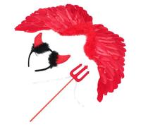 YARNOW Déguisement Garçon et Filles Ailes de Diable Rouges Ensemble 3 Pièces Petit Taille Accessoire Halloween Léger et Confortable Costume de Fête pour Jeux de Rôle et Carnaval