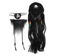 YARNOW Déguisement Pirate Complet avec Perruque Moustache et Cache-œil Accessoires Cosplay Légers et Confortables pour Halloween et Fêtes à Thème Garçons