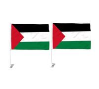 YARNOW Drapeau Palestinien Polyester Petit Avec Mât, Décoration Fenêtre Voiture, Lot De 2, Décoratif Réutilisable Pour Vitre Auto, Décoration Palestine Légère Et Portable