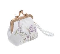 YARNOW Embroidered Clutch Bag with Pearl Accents Floral Brocade Mini Organizer Purse for Women Traditional Chinese Embroidery Lock Wallet Versatile Travel Coin Pouch