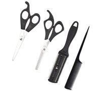 YARNOW Ensemble 4pcs Ciseaux de Coiffeur en Acier Inoxydable Peigne Noir, Outils Faciles à Utiliser pour Couper et Effiler Cheveux au Salon de Coiffure