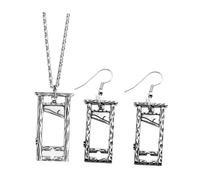 YARNOW Ensemble Collier Gothique Guillotine en Alliage Finition Antique, Boucles D’oreilles Vintage Foncées, Parure de Bijoux Halloween pour Femmes et Hommes, Accessoires pour Clavicule