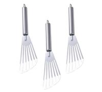 YARNOW Ensemble de 3 Spatules Cuisine en Acier Inoxydable Argenté, Pelles à Steak Polyvalentes et Multifonctionnelles pour Cuisson Maison