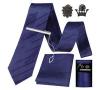 YARNOW Ensemble de Cravate pour Hommes Pochette, Épingle de Revers et Pince Cravate en Polyester et Alliage, pour Mariages et Apparence Professionnelle Élégante