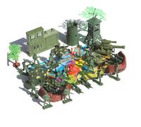 YARNOW Ensemble de Jouets Modèles Militaires 37 Pièces pour Garçon et Filles Figurines Soldats Véhicules Bâtiments et Accessoires Jeu de Scène Militaire pour Table de Sable Jeu