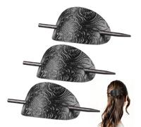 YARNOW Épingle à Cheveux Chignon en Cuir Noir avec Bâton en Bois, Lot de 3, Accessoires Élégants et Confortables pour Femmes, Création de Coiffures Stylées