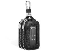 YARNOW Étui à Clés de Voiture en Pu Noir Compact et Portable Double Compartiment Zippé, Pochette Pratique pour Accessoires Intérieurs Automobiles