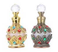 YARNOW Flacon de Parfum Vintage en Verre 15ml, Lot de 2 Pièces, pour Recharger Huile Essentielle ou Parfum, Décoration Élégante pour Salon ou Chambre Rétro
