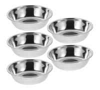YARNOW Gamelle pour Chiot Lot de 5, en Acier Inoxydable, Ronde | Surface Lisse Polie, Retient Eau et Nourriture, Réduit les Éclaboussures, pour Pension et Maison