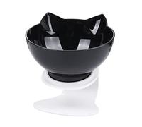 YARNOW Gamelle Surélevée en Plastique pour Chat Protège-Cou pour Manger Facilement Gamelle Simple pour Chat Noire