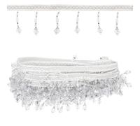 YARNOW Garniture Perlée pour Rideau 9 Cm Pampilles Blanches en Fil Polyester, Accessoire Polyvalent pour Rideaux et Housses de Canapé, pour Bricolage et Décoration