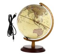 YARNOW Globe Antique Rétro avec Lampe Décorative en PVC et Alliage D'aluminium, Globe Géographique Unique pour Bureau ou Chambre, Design Simple et Élégant