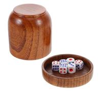 YARNOW Gobelet à Rouler en Dés en Bois avec Couvercle et Dés, Design Unique, Utilisation Polyvalente pour Jeux de Société et Fêtes, 1 Set Complet