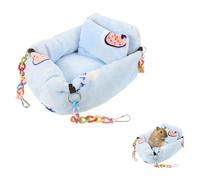 YARNOW Hamac pour Hamster Couleur Bleu à Motifs Fraise Taille S Lit Suspendu Confortable en Tissu Sûr et Solide Accessoire pour Cage Petits Animaux comme Hamsters Cochons D’Inde et