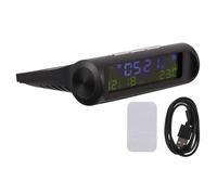 YARNOW Horloge Solaire pour Voiture Multifonctionnelle Thermomètre Numérique, Calendrier Automatique, Écran LED Grand Format, Affichage Température et Heure en Temps Réel, Alimentation