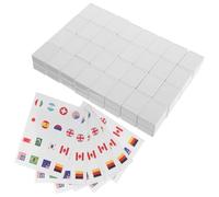 YARNOW Jeu de Mahjong 65 Pièces Autocollants Drapeaux du Monde 30 MM Plastique Solide Jeu de Société Familial Éducatif Pique-Niques Voyage Découverte