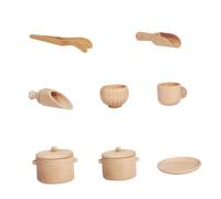 YARNOW Jouets Bois pour Cuisine Garçon Fille Vaisselle Ludique Simulation Ustensiles Sûrs et Durables pour Développement Manuel