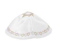 YARNOW Kippa Soie Blanche Couvre-Chef Religieux Traditionnel Orné Étoile De David pour Homme pour Bar-Mitzvah Et Offices De Synagogue