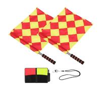 YARNOW Kit Arbitre Football Complet avec Cartes Rouge et Jaune, 2 Drapeaux de Signalisation Manuelle, Sifflet Inoxydable et Carnet de Score - Équipement Arbitre pour Match Officiel
