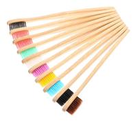 YARNOW Kit de 10 Brosses à Dents en Bois de Bambou Charbon Actif pour Adulte, Poils Souples, Manches Antidérapants, Brosses à Dents de Voyage Écologiques, Hygiène Couleur Aléatoire