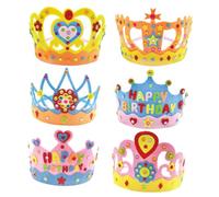 YARNOW Kit de Bricolage pour Couronnes et Diadèmes Garçon et Filles 6 Pièces Multicolores pour Fête D’Anniversaire Matériau Solide Léger et Résistant Chapeaux de Fête pour