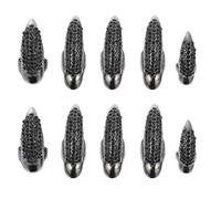 YARNOW Lot de 10 Bagues Griffe D’Ongles Halloween en Alliage de Zinc Noir Strass Tailles Petites Moyennes et Grandes Anneaux Décoratifs Gothiques pour Fête et Costume