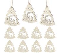 YARNOW Lot de 10 Pendentifs de Noël en Bois Représentant la Naissance de Jésus, Décoration Rustique et Classique, Ambiance Festive, Prêt à Peindre pour Projets Créatifs