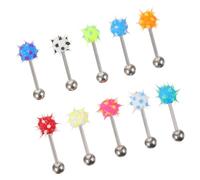 YARNOW Lot De 10 Piercings Langue En Acier Inoxydable, Pointes Silicone, 3.2x0.75cm, Décorations Pour Soirées Et Spectacles