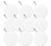 YARNOW Lot de 10 Plateaux Ronds en Bois Blanc pour Pendentifs, Supports DIY Multifonctions pour Fabrication de Bijoux et Créations Décoratives