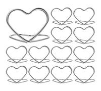 YARNOW Lot de 10 Porte-Photos en Métal Argenté de Cœur, Clip de Mémo Décoratif pour Mariage, Support de Photos pour Tables Maintien Solide