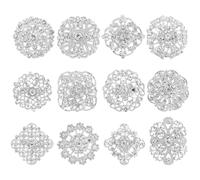 YARNOW Lot de 12 Broches en Alliage Argenté Cristaux Clairs Grosse Épingle à Broche Diamantée pour Décoration Mariage Accessoire Élégant pour Tenue Fête et DIY 4 CM