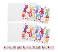 YARNOW Lot de 12 Sets de Sets de Cartes D'invitation Trampoline pour Fête D'anniversaire en Papier Blanc avec Enveloppes, Design Amusant et Facile à Remplir, pour Garçons et Filles