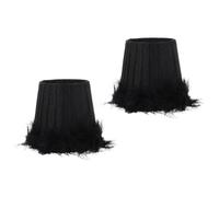 YARNOW Lot de 2 Abat-jours Muraux Noirs en Tissu et Plumage Artificielles pour Lampe de Plafond et Lampe de Table Design Simple et Délicat